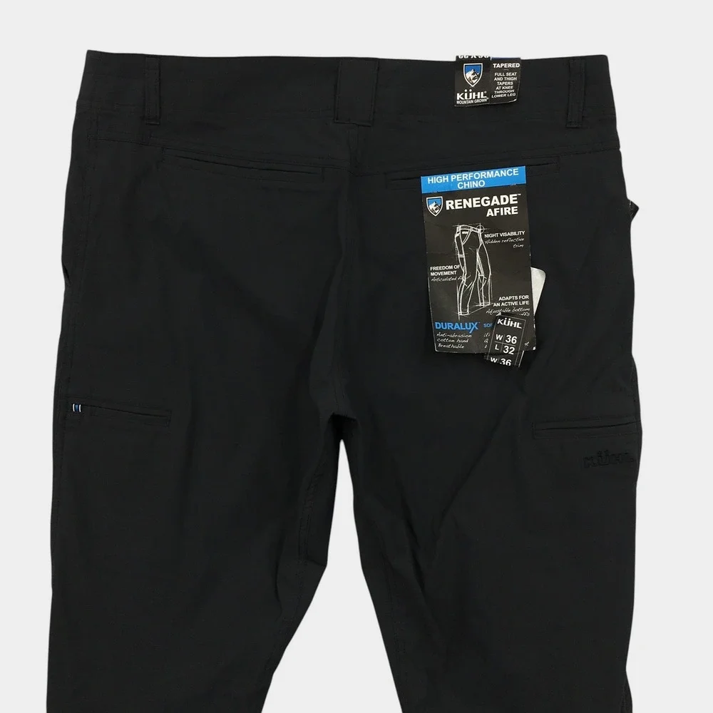 KUHL Renegade Afire Koal Black Tapered Performance Chino Pants Mens 36x32 NEW